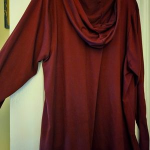 Maroon super soft hooded active, long sleeve top from Lane Bryant.